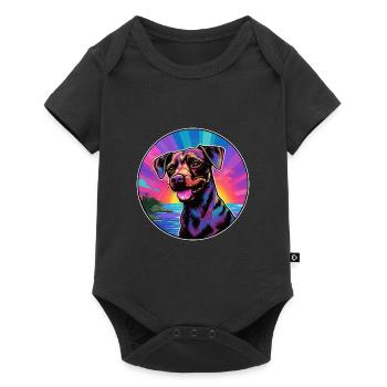 Patterdale Terrier Dog Breed Colorful Cartoon Wate - Baby Premium short-sleeve bodysuit - black - Front