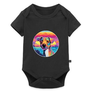 Plummer Terrier Hund Rasse Bunte Karikatur Waterco - Baby Premium Kurzarmbody - Schwarz - Vorne