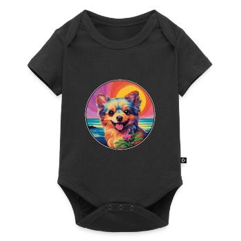 Russe Jouet Chien Race Coloré Dessin Animé Aquarelle - Body à manches courtes Premium Bébé - noir - Devant