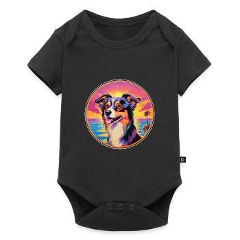 Russian European Laika Dog Breed Colorful Cartoon - Baby Premium short-sleeve bodysuit - black - Front