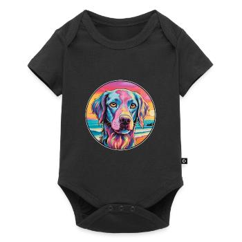 Sapsali Dog Breed Colorful Cartoon Watercolor - Baby Premium short-sleeve bodysuit - black - Front