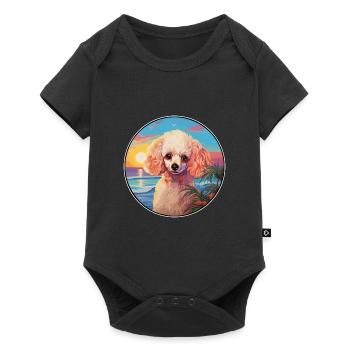 Jouet Caniche Chien Race Coloré Dessin Animé Aquarelle - Body à manches courtes Premium Bébé - noir - Devant