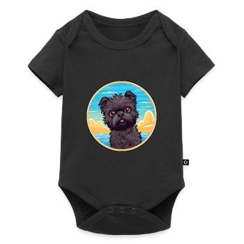 Affenpinscher Dog Breed Cartoon Kawaii Clipart Dog - Baby Premium short-sleeve bodysuit - black - Front