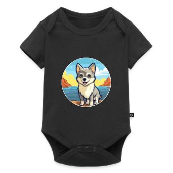 Alaska Klee Kai chien race Cartoon Kawaii Clipart - Body à manches courtes Premium Bébé - noir - Devant