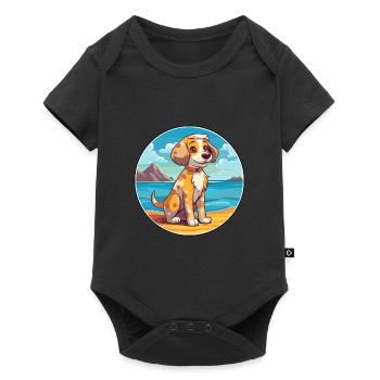 Akbash Hund Rasse Cartoon Kawaii Clipart Aquarell - Baby Premium Kurzarmbody - Schwarz - Vorne