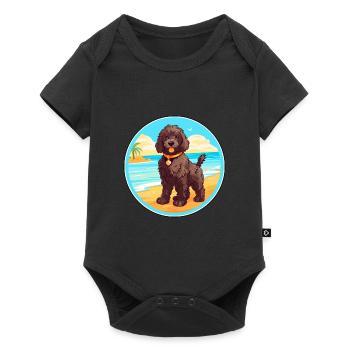 Barbet Dog Breed Cartoon Kawaii Clipart Watercolor - Baby Premium short-sleeve bodysuit - black - Front