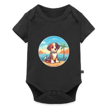 Aidi chien race dessin animé Kawaii Clipart aquarelle - Body à manches courtes Premium Bébé - noir - Devant