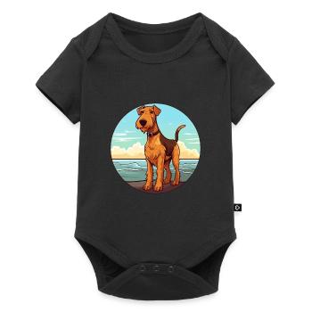Airedale Terrier chien race Cartoon Kawaii Clipart - Body à manches courtes Premium Bébé - noir - Devant