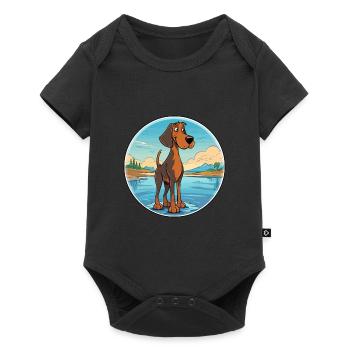 Amerikanischer Wasserhund Hunderasse Cartoon Kawaii Hund - Baby Premium Kurzarmbody - Schwarz - Vorne