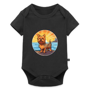 Australian Silky Terrier Dog Breed Cartoon Kawaii - Baby Premium short-sleeve bodysuit - black - Front