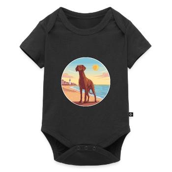 Belgian Pointer Dog Breed Cartoon Kawaii Clipart - Baby Premium short-sleeve bodysuit - black - Front