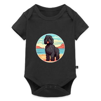 Race de chien Terrier russe noir Cartoon Kawaii Dog - Body à manches courtes Premium Bébé - noir - Devant