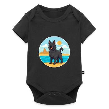 Chien de berger belge chien race Cartoon Kawaii Clipart - Body à manches courtes Premium Bébé - noir - Devant