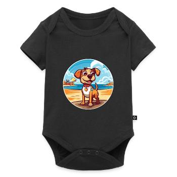 Billy chien race dessin animé Kawaii Clipart aquarelle - Body à manches courtes Premium Bébé - noir - Devant