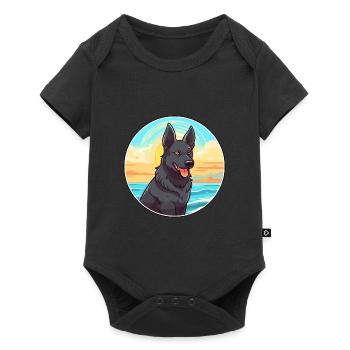 Chien d’élan norvégien noir race de chien Cartoon Kawaii - Body à manches courtes Premium Bébé - noir - Devant