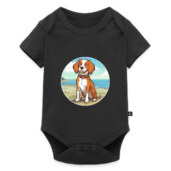 Bretagne chien race dessin animé kawaii clipart chien animal de compagnie - Body à manches courtes Premium Bébé - noir - Devant