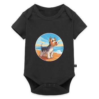 Biewer Terrier Dog Breed Cartoon Kawaii Clipart - Baby Premium short-sleeve bodysuit - black - Front