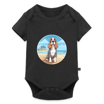 Blue Gascony Basset Dog Breed Cartoon Kawaii Dog - Baby Premium short-sleeve bodysuit - black - Front