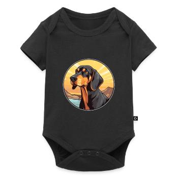 Noir et Tan Coonhound chien race Cartoon Kawaii - Body à manches courtes Premium Bébé - noir - Devant
