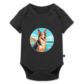 Bohemian Shepherd Dog Breed Cartoon Kawaii Clipart - Baby Premium short-sleeve bodysuit - black - Front