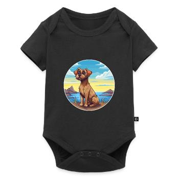 Border Terrier chien race Cartoon Kawaii Clipart - Body à manches courtes Premium Bébé - noir - Devant