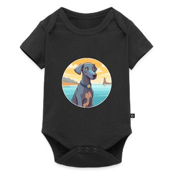 Bleu dentelle chien race dessin animé Kawaii Clipart chien animal de compagnie - Body à manches courtes Premium Bébé - noir - Devant
