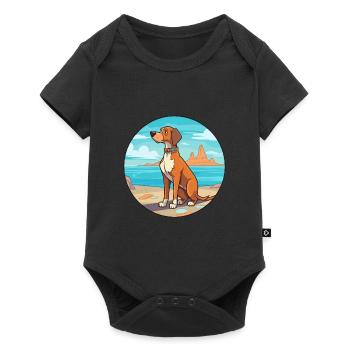 Braque Français race de chien dessin animé Kawaii Clipart - Body à manches courtes Premium Bébé - noir - Devant