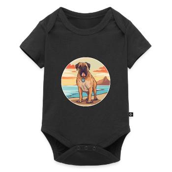 Bullmastiff chien race dessin animé Kawaii Clipart chien - Body à manches courtes Premium Bébé - noir - Devant