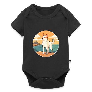 Canaan chien race dessin animé Kawaii Clipart aquarelle - Body à manches courtes Premium Bébé - noir - Devant