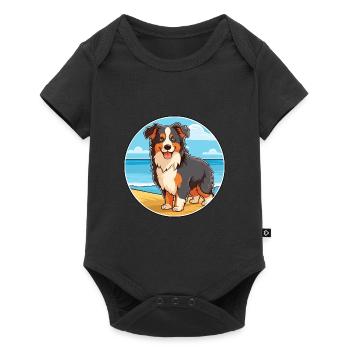 Collie Dog Breed Cartoon Kawaii Clipart Watercolor - Baby Premium short-sleeve bodysuit - black - Front