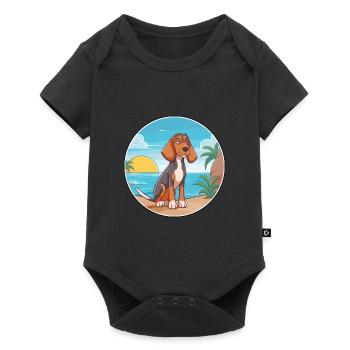 Canarian Warren Hound chien race dessin animé Kawaii chien - Body à manches courtes Premium Bébé - noir - Devant