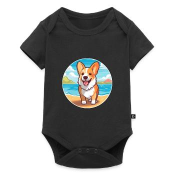 Corgi Dog Breed Cartoon Kawaii Clipart Watercolor - Baby Premium short-sleeve bodysuit - black - Front