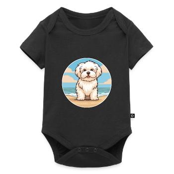 Coton De Tuléar chien race Cartoon Kawaii Clipart - Body à manches courtes Premium Bébé - noir - Devant