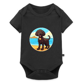 Curly Coated Retriever Dog Breed Cartoon Kawaii - Baby Premium short-sleeve bodysuit - black - Front