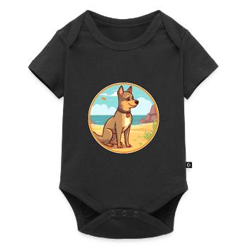 Tchécoslovaque Vlcak Chien Race Dessin Animé Kawaii Chien - Body à manches courtes Premium Bébé - noir - Devant