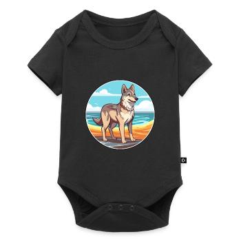 Tschechoslowakischer Wolfshund Hunderasse Karikatur Kawaii - Baby Premium Kurzarmbody - Schwarz - Vorne
