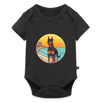 Doberman Pinscher chien race Cartoon Kawaii Clipart - Body à manches courtes Premium Bébé - noir - Devant