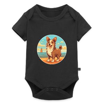 Drentsche Patrijshond Race De Chien Cartoon Kawaii Chien - Body à manches courtes Premium Bébé - noir - Devant
