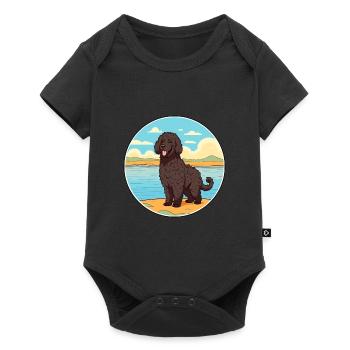 Frison chien d’eau race Cartoon Kawaii Clipart chien - Body à manches courtes Premium Bébé - noir - Devant