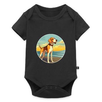Foxhound anglais chien race Cartoon Kawaii Clipart - Body à manches courtes Premium Bébé - noir - Devant