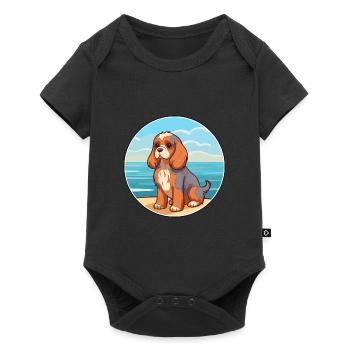 Anglais Jouet Épagneul Chien Race Dessin Animé Kawaii Chien - Body à manches courtes Premium Bébé - noir - Devant