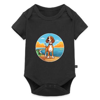 Finnish Hound Dog Breed Cartoon Kawaii Clipart Dog - Baby Premium short-sleeve bodysuit - black - Front