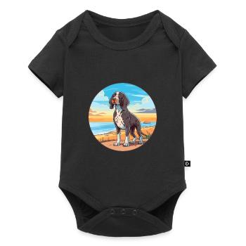 Frisian Pointing Dog Breed Cartoon Kawaii Clipart - Baby Premium short-sleeve bodysuit - black - Front