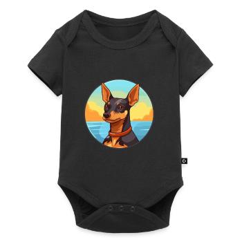 English Toy Terrier Dog Breed Cartoon Kawaii Dog - Baby Premium short-sleeve bodysuit - black - Front