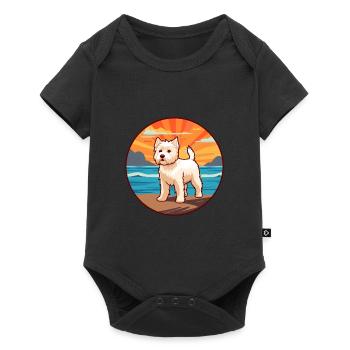 Chien Terrier Blanc Anglais Race Cartoon Kawaii Chien - Body à manches courtes Premium Bébé - noir - Devant