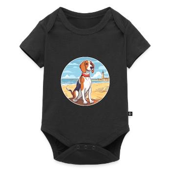 Français Tricolor Hound Dog race Cartoon Kawaii Dog - Body à manches courtes Premium Bébé - noir - Devant