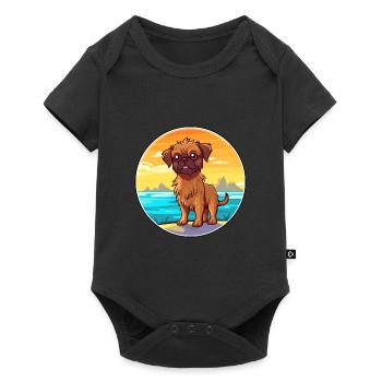 Griffon Bruxellois Race De Chien Cartoon Kawaii Chien - Body à manches courtes Premium Bébé - noir - Devant