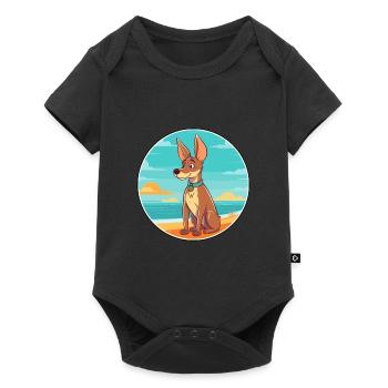 Hare Indian Dog Breed Cartoon Kawaii Clipart Dog - Baby Premium short-sleeve bodysuit - black - Front