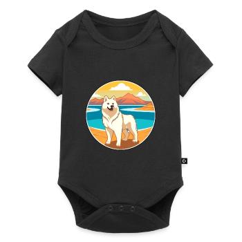 Jindo Dog Breed Cartoon Kawaii Clipart Watercolor - Baby Premium short-sleeve bodysuit - black - Front