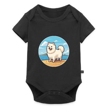 Japanese Spitz Dog Breed Cartoon Kawaii Clipart - Baby Premium short-sleeve bodysuit - black - Front